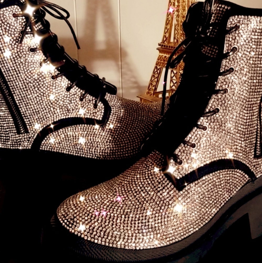 Last 6 Dimond Silver Combat boots - Picture 5 of 8